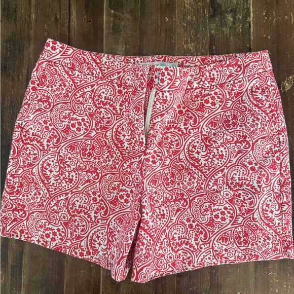 Boden Pants - Boden Textured Richmond Shorts 4” Floral Paisley Print Red/White Size US 8